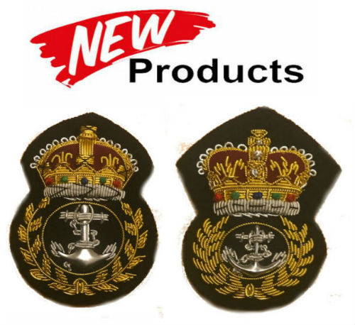 BADGE CASQUETTE DES CHEFS DE LA MARINE ROYALE PETITS OFFICIERS NUMÉRO ACTUEL QUEEN & KING COURONNES NEUF - Photo 1 sur 6