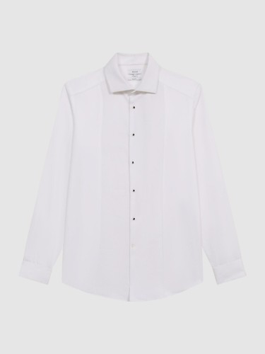 $190 REISS MARCEL SLIM FIT COTTON MARCELLA TUXEDO SHIRT | White | XL - Picture 8 of 14