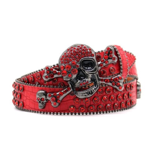 Women Men Western Rhinestone Belt Crystal Studded Cowgirl Cowboy Skull Punk Belt - Picture 19 of 29