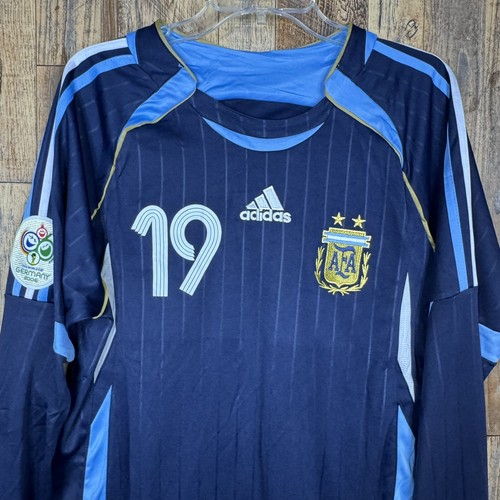 Argentina 2006 WC Away Long Sleeve Soccer Jersey MESSI #19 Adidas Men’s Sz M - Picture 4 of 9