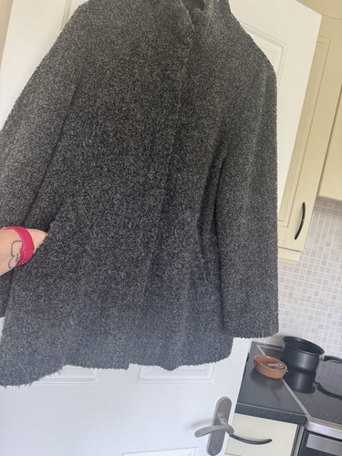 Woman BHS UK 16 EU 44 Coat Wool Blend Pockets Lined Zipper Front High Collar - Picture 6 of 12