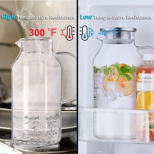 Elegant 88 oz Glass Water Pitcher with Drip-Free Spout - For Iced Tea & More - Picture 9 of 9
