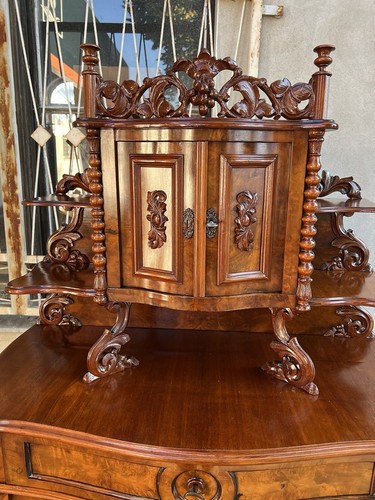 tolles Vertiko Louis Philippe Nussbaum Traumhaftes Furnierbild seltener Aufsatz - Bild 5 von 10