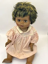 African American Plastic Doll Pink Dress Maybe Sayco Doll 16 Inch Vintage