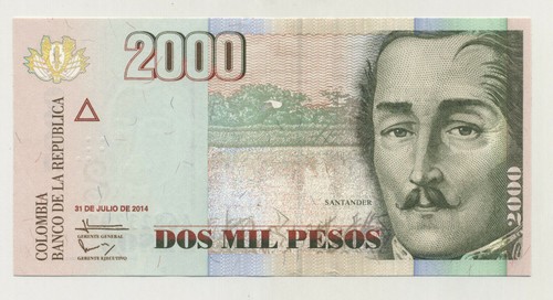 Colombia 2000 Pesos 31-7-2014 Pick 457.z UNC Uncirculated Banknote - Picture 1 of 2