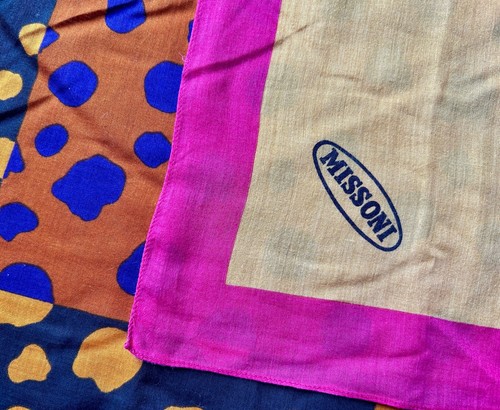 MISSONI PAREO FOULARD 140x140 COTONE ORIGINALE 1980's Made In Italy - Foto 2 di 5