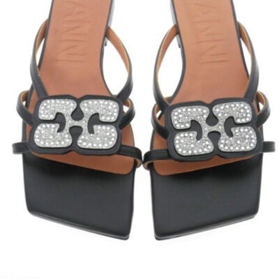 【関税込み】GANNI ブラック Butterfly Strass サンダル Gunny GANNI Butterfly Strass Flat Sandal Sandals Shoe 37