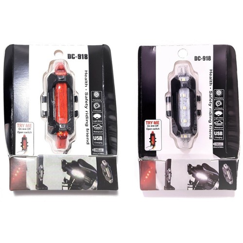 LED Bike Lights Set USB Rechargeable Red White Universal Fitting For Cycles - Picture 14 of 14