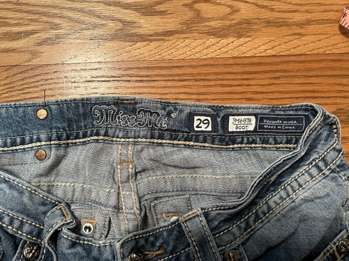 MISS ME Women’s Blue Boot Cut Jeans Embellished Crosses Rhinestones - Size 29 - Picture 4 of 8