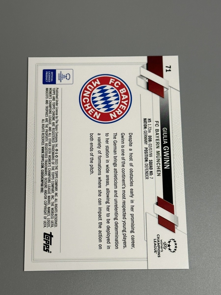 Giulia Gwinn 2022-23 Topps Chrome Women's Champions League #71 Bayern Munich