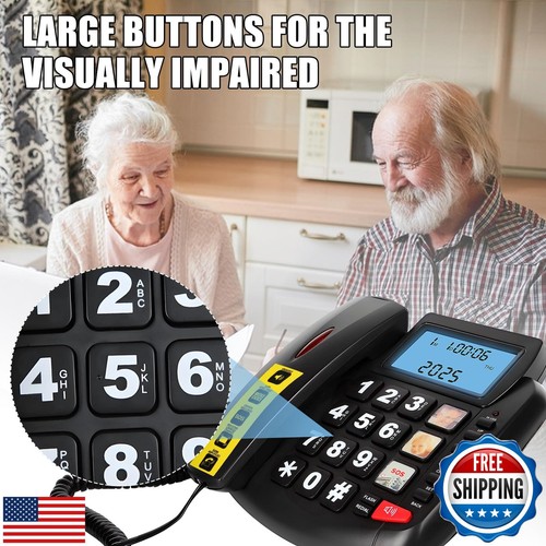VDTG Big Button Phone for Seniors, Corded Landline Telephone with Speaker and - Zdjęcie 2 z 5