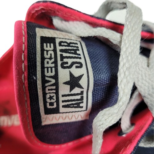 Converse Chuck Taylor All Blue Neon Pink Jean Fabric Low Top Used Sz Mens 8 W 10 - Picture 5 of 9