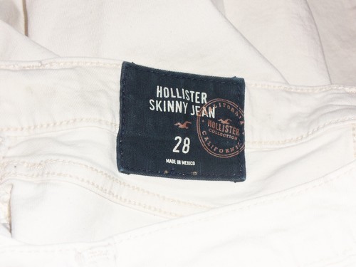 EXCELLENT WOMENS HOLLISTER DISTRESSED IVORY DENIM SKINNY JEAN SIZE 28 - Picture 3 of 3
