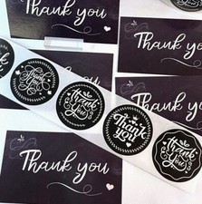 Thank You Cards Thank You Stickers, Black White Chalkboard Business Card 3.5x2"