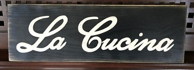 La Cucina Italian Rustic Weathered Sign Decor Kitchen Wood Plaque U Pick Color Ebay