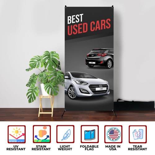 Automobile Promotion Sign Adjustable X Banner Stand | X Frame Stand with Cover - Picture 125 of 150