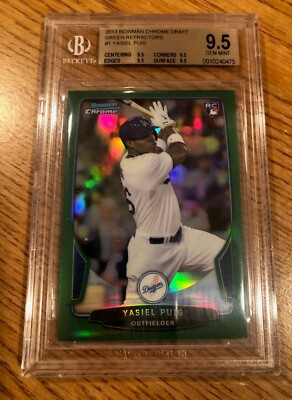 2013 Bowman Chrome Draft Green Refractors #1 Yasiel Puig BGS 9.5 GEM MINT #21/75
