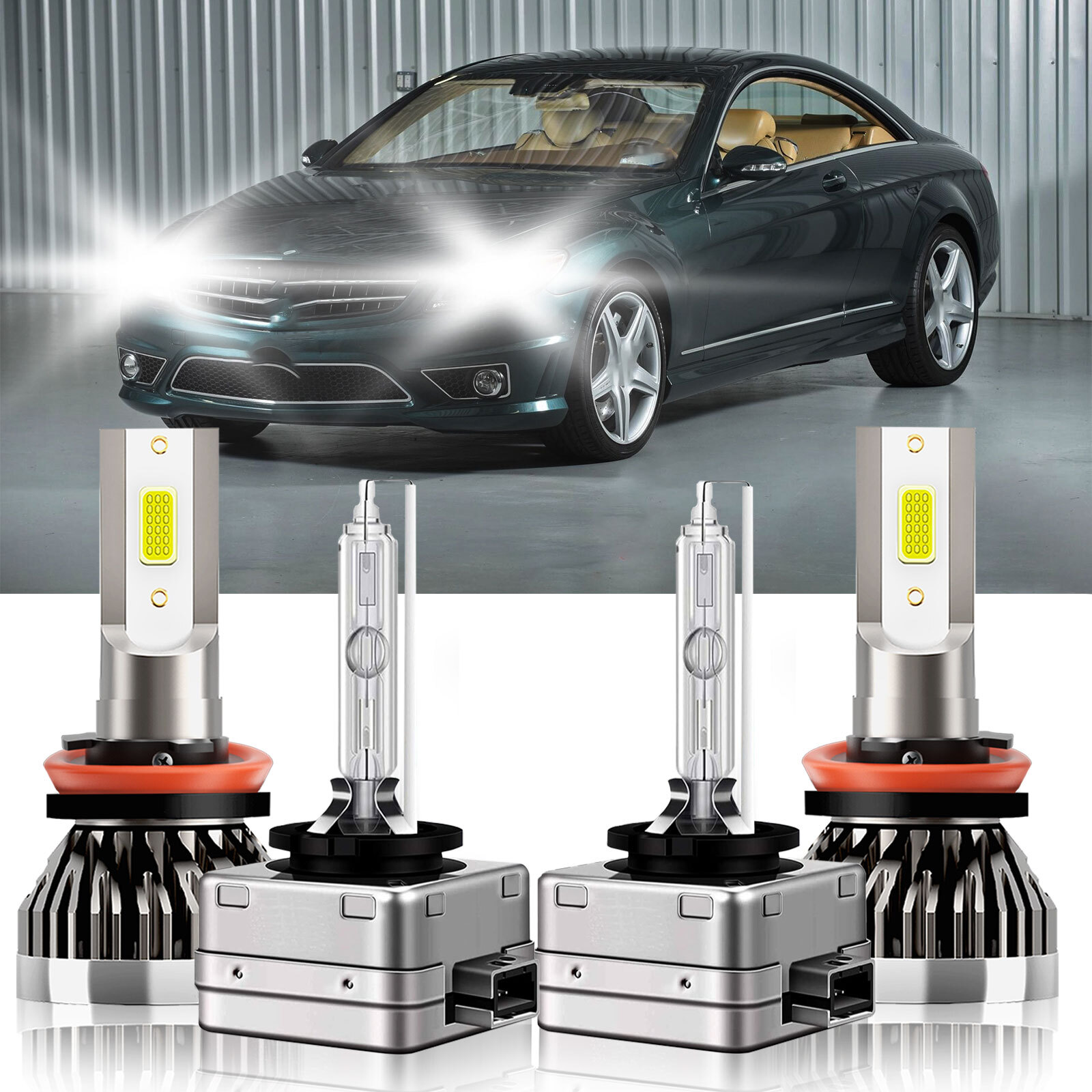 LED HID Headlight Hi Low Beam Bulbs H11+D1S For Mercedes-Benz CL63 AMG 2011-2014