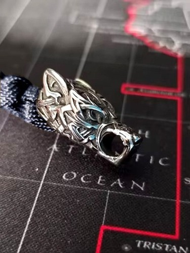 EDELSTAHL  Wolf Fenrir Wolfskopf Paracord Survival Armband, Keltisch / Wikinger - Bild 5 von 10