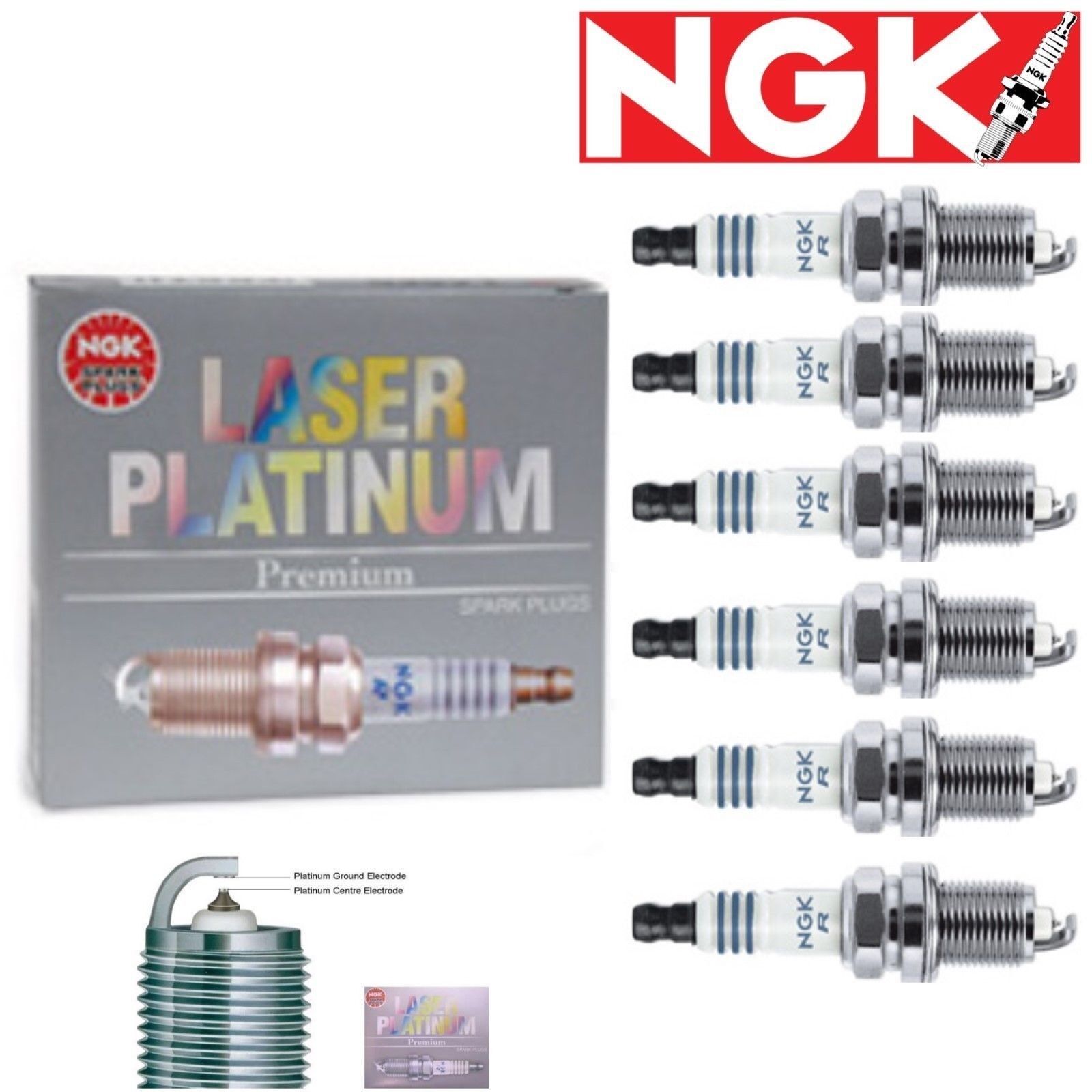 6 Pack NGK Laser Platinum Spark Plugs 2007-2009 Lincoln MKX 3.5L V6 Kit Set
