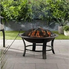 Mainstays 26" Metal Round Outdoor Wood-Burning Fire Pit New
