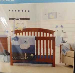Nautica Kids Brody 4 Piece Crib Bedding Set Diaper Stacker New