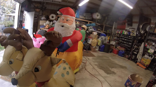 Vtg 8 Foot Santa Claus, Reindeer and Sleigh Christmas Airblown Inflatable VIDEO! - Video 1 of 1