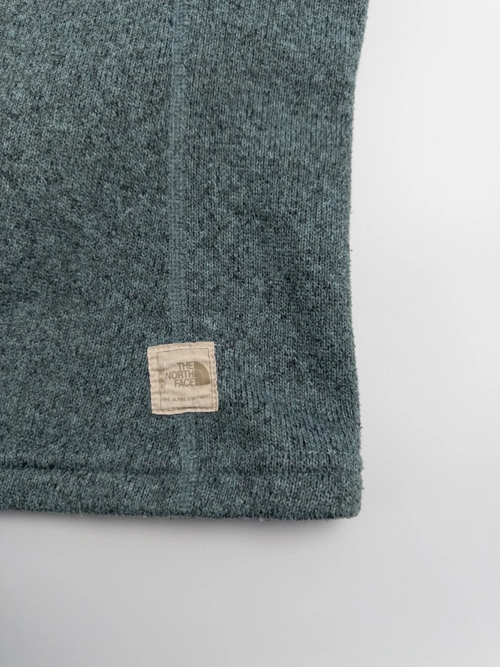 Pullover The North Face para mujer talla mediana verde jaspeado 1/4 manga larga poliéster Foto 3 de 4