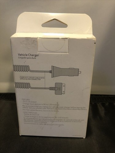Verizon MFI Apple Certified 30-Pin 2.1 AMP Vehicle Car Charger for iPhone 3 4 4S - Picture 2 of 4