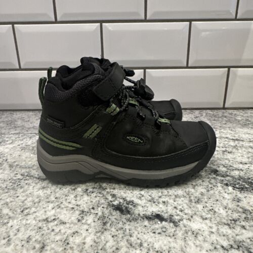 Keen Hiking Hunting Boots Toddler Kid 9C Black Gray Green Leather Waterproof - Picture 3 of 10