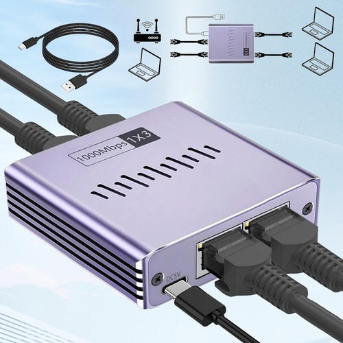 Répartiteur Gigabit Ethernet 1 To 2/3/4 Internet Splitter 1000Mbps RJ45 Splitter - Photo 3/21