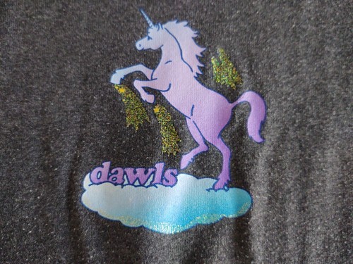 Dawls 1990's Women's ? Juniors shirt size M grey gray Unicorn long sleeve - Picture 2 of 6