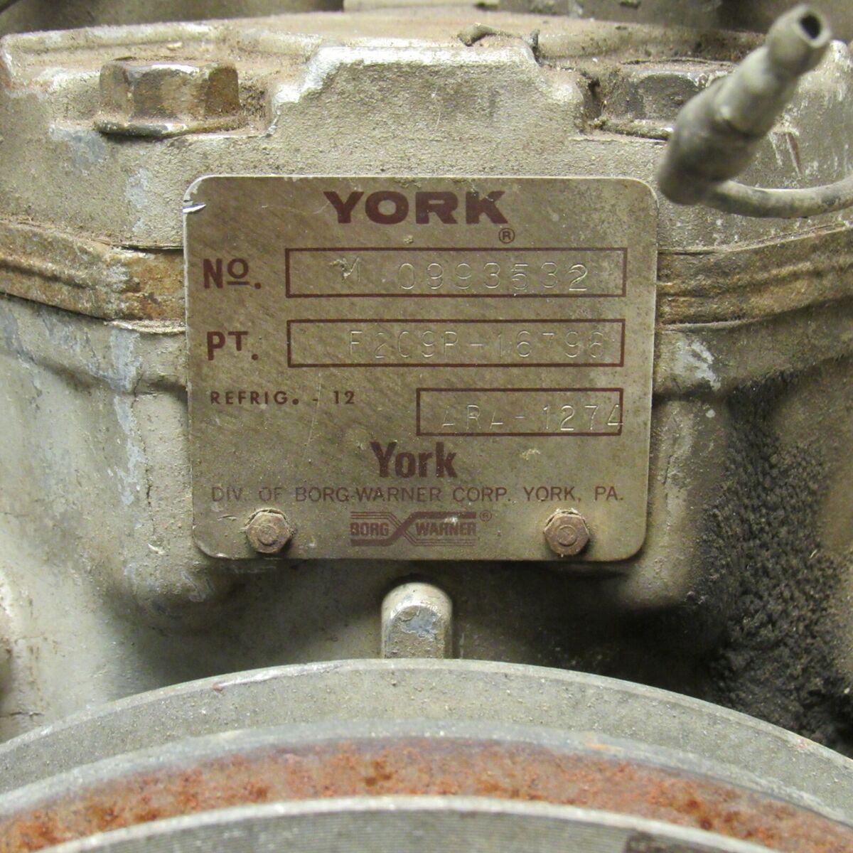 1960's York AC Compressor Pump M 0993532 F2C9R-16796 1960's York AC Compressor Pump M 0993532 F2C9R-16796