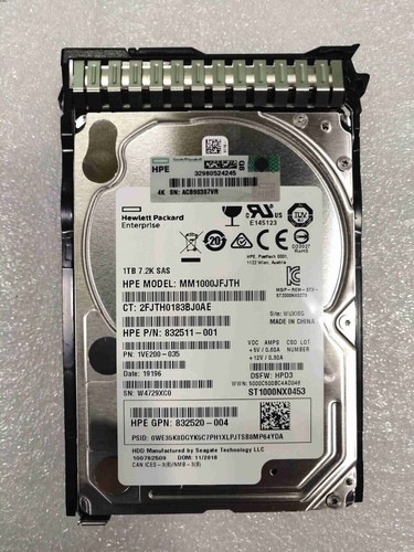 832984-001 832514-B21 HPE 1TB 7.2K 12G SFF 2.5" SAS SC HARD DRIVE G9 G8 HDD - Picture 2 of 3