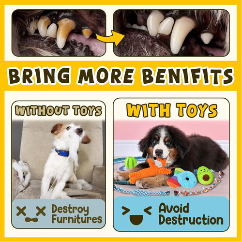 9 Pack Puppy Chew Toys for Teething Small Dogs, Squeaky Toys, Balls & Rope Chew - Picture 6 of 12