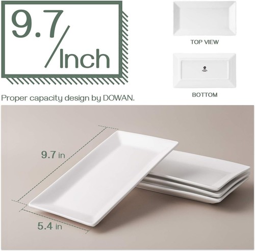 Chic & Space-Saving 9.7" Rectangular Plates Set of 4 for Elegant Entertaining - Picture 5 of 9