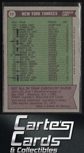 Thurman Munson Billy Martin Ford Hunter 1976 Topps #17 New York Yankees Team - Bild 2 von 2