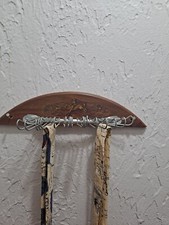 Vtg Wood Tie Belt Rack Jewelry Display Breaking A Horse Wall Mounted Holder