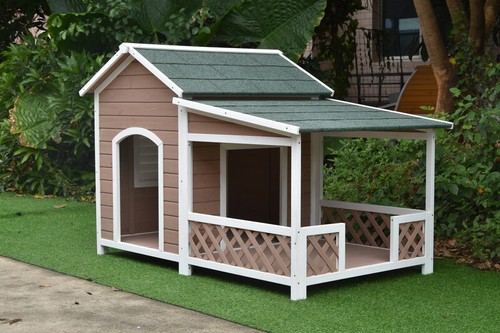 PawHub Large Pet Dog Kennel Timber House Wooden Cabin Outdoor Patio Deck - Picture 4 of 9