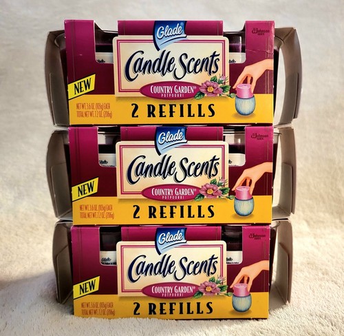 Glade Candle Scents Refills Candles Country Garden 3 Sets = 6 Candles Lot - Picture 3 of 3