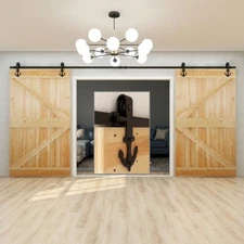 4FT ~ 20FT Sliding Barn Door Hardware Kit for Single/Double/Bypass Anchor Roller