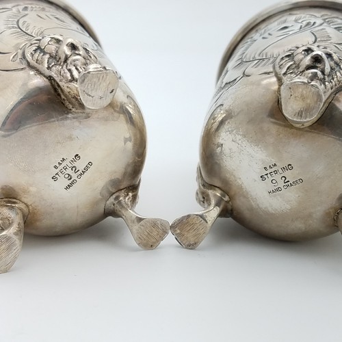 Baldwin & Miller Sterlingsilber 925 handgejagt 2 Zahnstocherhalter oder Tasse - Bild 5 von 9