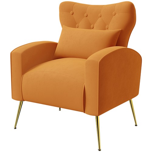 Upholstered Wingback Chair Stylish Velvet Accent Chair Comfy Tufted Sofa Chair - Picture 48 of 57