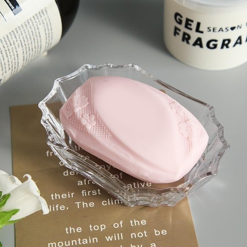 Angoily Vintage Tray Vintage Tray 2Pcs Glass Soap Dish Embossed Bar Soap Holder - Picture 3 of 9