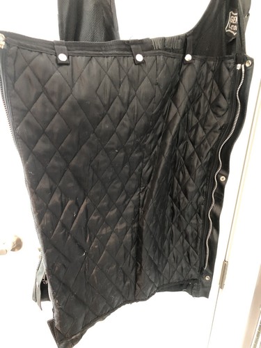 Highway Leather Removable Lined Chaps Motorcycle Riding Bikers Chap Black 3XL - Picture 9 of 17