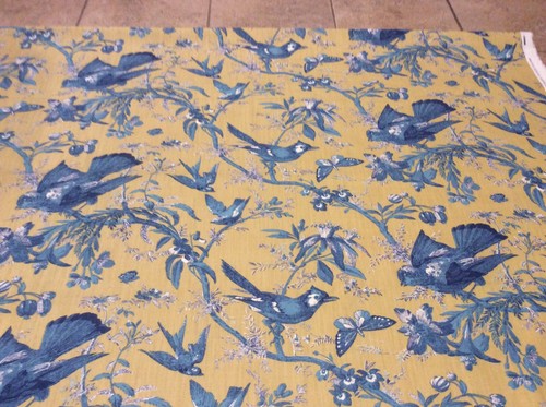 Marvic Textiles PARADISIERS 7709-3 Azure/Maize Print Fabric 1 Full Yard 36” New - Picture 2 of 6