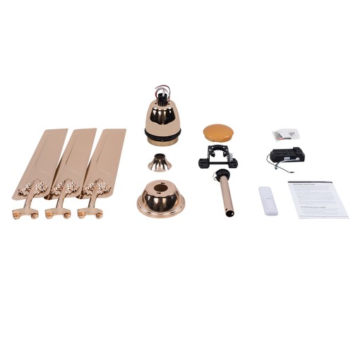 52 Inch Ceiling Fan Remote Control 3 Iron Blades Home DC Motor Bedroom Gold 22W - Picture 9 of 20