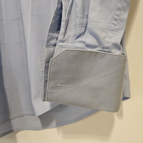 Italo Mondo Dress Shirt Men 17(34/35) Blue French Cuffs Long Sleeve - Picture 7 of 16
