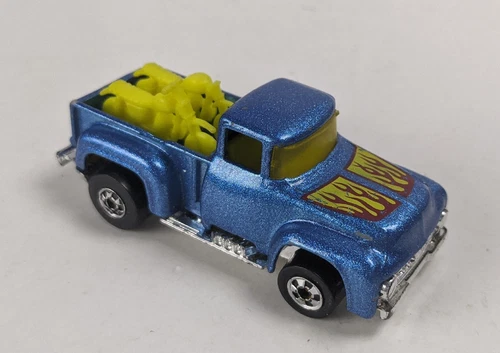 Vintage 1973 Hot Wheels Metallic Blue Ford F-100 Pickup Truck Motorcycles 1:64