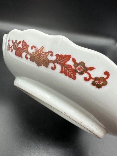 Vintage Orange Red White Gold Decorative Floral Plate Bowl Japanese Noritake - Picture 9 of 12